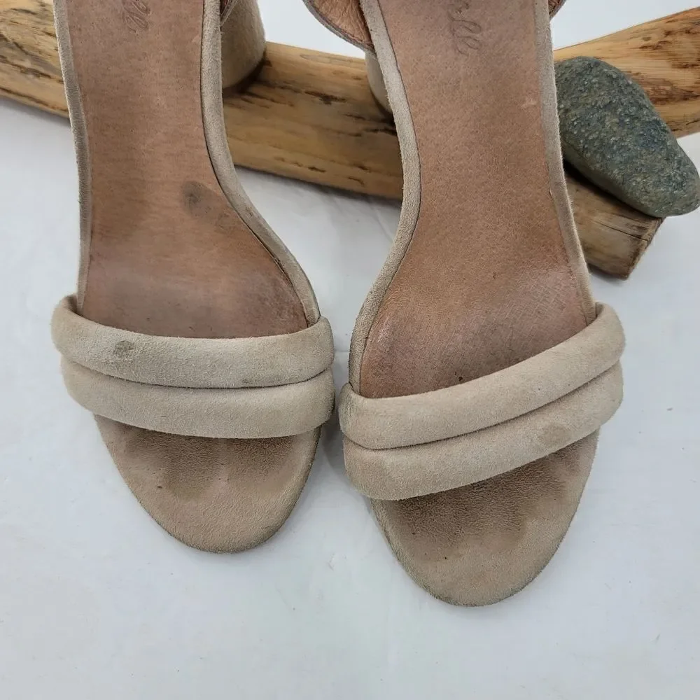 Madewell Rosalie tan suede heels
